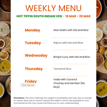 Load image into Gallery viewer, Hot Tiffin South Indian Veg Meals