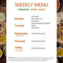 Load image into Gallery viewer, HomeFresh (Delhi Style Food) Pure Veg Tiffin Service