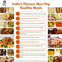 Load image into Gallery viewer, Tiffin Stash - Non-Veg Healthy Meals by India's Flavour menu showcasing grilled chicken, burrito bowls, and quinoa-based dishes for active lifestyles.