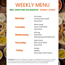 Load image into Gallery viewer, Mrs. Joshi Pure Veg Marathi Tiffin Service (Lunch)