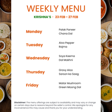 Load image into Gallery viewer, Krishna's Kitchen Pure Veg Punjabi Tiffin Service