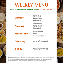 Load image into Gallery viewer, Mrs. Joshi Pure Veg Marathi Tiffin Service (Dinner)