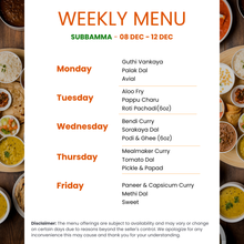 Load image into Gallery viewer, Subbamma Kitchen Veg Tiffin Service