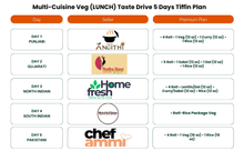Load image into Gallery viewer, (Multi-Cuisine Veg-Lunch) TiffinStash Weekly Taste Drive