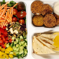 Garden Salad with Falafel, Pita Bread with Sauces