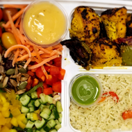 Garden Salad with Grilled Soya Chaap and Flavored Rice