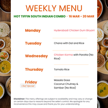 Load image into Gallery viewer, Hot Tiffin South Indian Combo Meals
