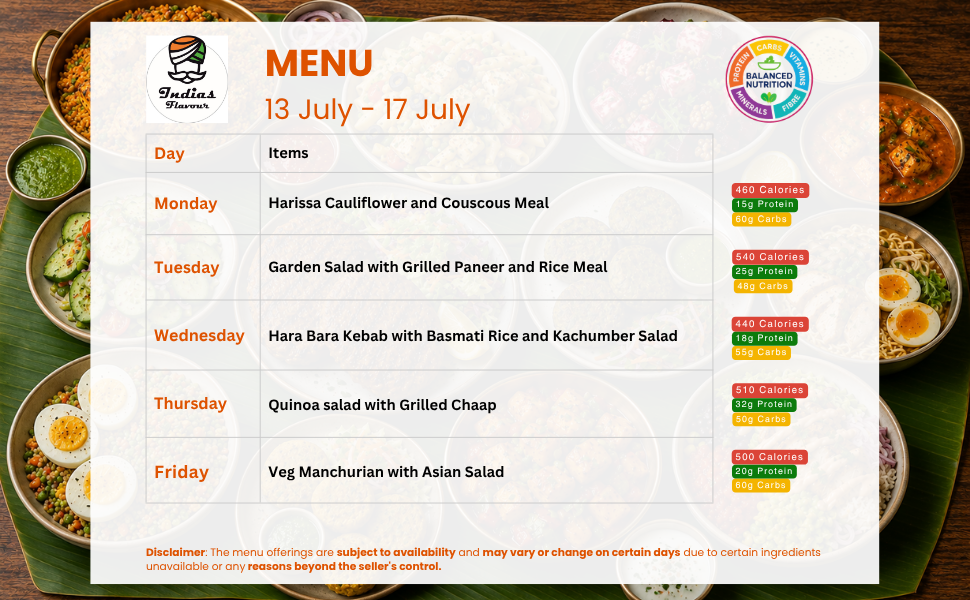 India's Flavour Veg Healthy Meals (Plans)