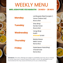 Load image into Gallery viewer, Mrs. Joshi Pure Veg Marathi Tiffin Service (Dinner)
