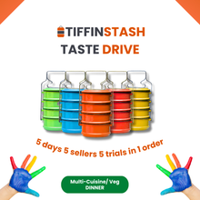 Load image into Gallery viewer, (Multi-Cuisine Veg-Dinner) TiffinStash Weekly Taste Drive
