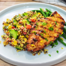 Load image into Gallery viewer, Grilled chicken with quinoa and mixed vegetables from Tiffin Stash - Non-Veg Healthy Meals by India&#39;s Flavour, a nutrient-dense meal for active lifestyles.
